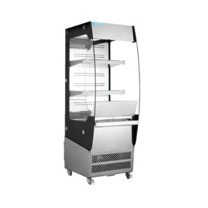 XCS-180L (BLACK) OPEN DISPLAY COOLER, 180L, S/S BOTTOM, CURVED SIDE GLASS, VDE PLUG, R290, 220V/50HZ